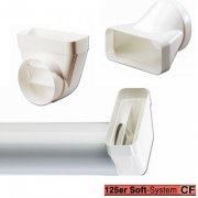 Ø 125 mm SOFT System: Anschlussteile flach/rund für Abluft + Zuluft Technik = Rund 125 mm, Kanal 169 x 77 mm
