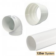 Ø 125 mm System: Rundrohr + Anschlussteile rund für Abluft + Zuluft Technik = Rund 125 mm, Kanal 218 x 55 mm